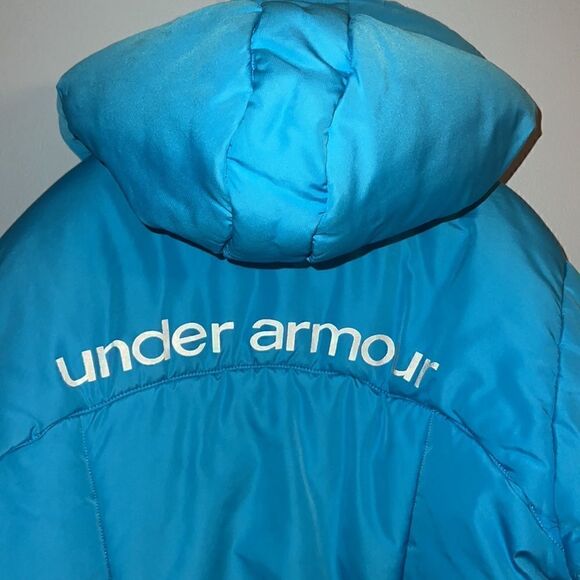 Under Armour Girls Youth XL  sky blue Winter Puffer Hooded Jacket - Picture 7 of 8
